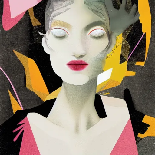 Image similar to a woman in a virtual reality system, illustration for dior by stina persson and yoshitaka amano