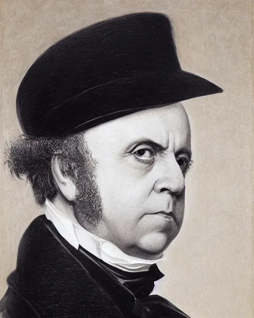 Image similar to upper body portrait of paul giamatti! as united states president john quincy adams, 1 8 2 7, paul giamatti!, sideburns, muttonchops, official portrait, oil on canvas by anton otto fischer, trending on artstation