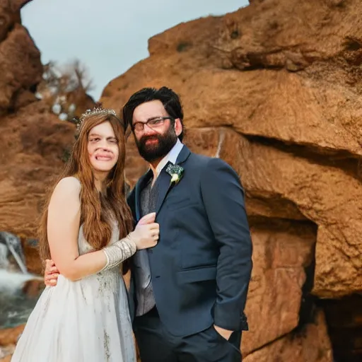 Image similar to caveman in a suite getting married in real life, intricate, highly detailed, detailed, hyper realistic, 4 k, 8 k uhd, realistic, great detail