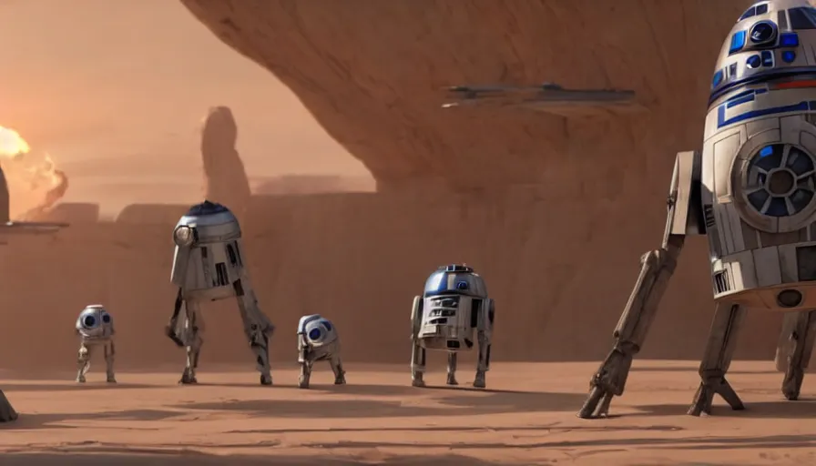 Image similar to a still from star wars directed by pixar animation studio