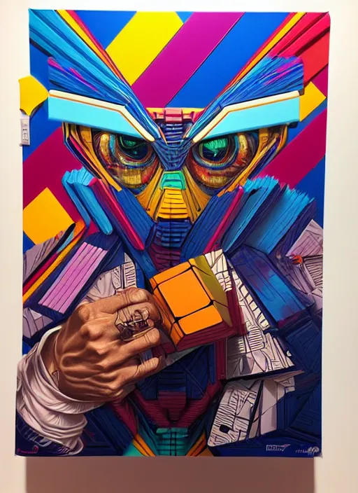 Image similar to rubik's cube transformer, tristan eaton, victo ngai, artgerm, rhads, ross draws