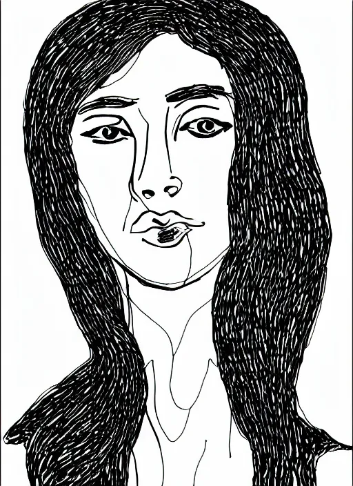 Image similar to single continuous line art drawing of a woman's portrait