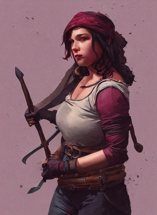 Image similar to hyper realistic photo of medieval chubby beautiful rogue hunter girl, full body, rule of thirds, conceptart, saturated colors, cinematic, greg rutkowski, brom, james gurney, mignola, craig mullins, artstation, cgsociety