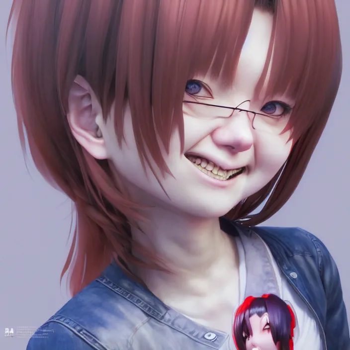 Image similar to portrait of the popular girl giggling, by katsuhiro otomo, yoshitaka amano, nico tanigawa, and artgerm rendered with 3 d effect.