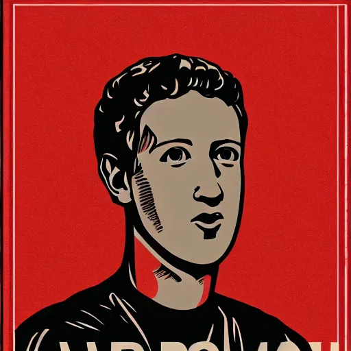Prompt: mark zuckerberg, communist propaganda poster style, digital art, 8K HD