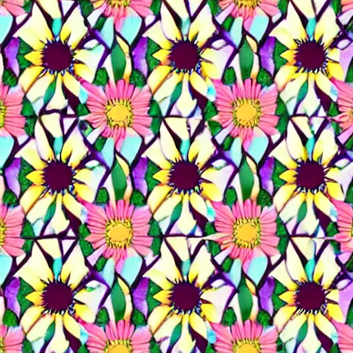 Image similar to mosaic pattern template of a sunflower, a pink dolphin