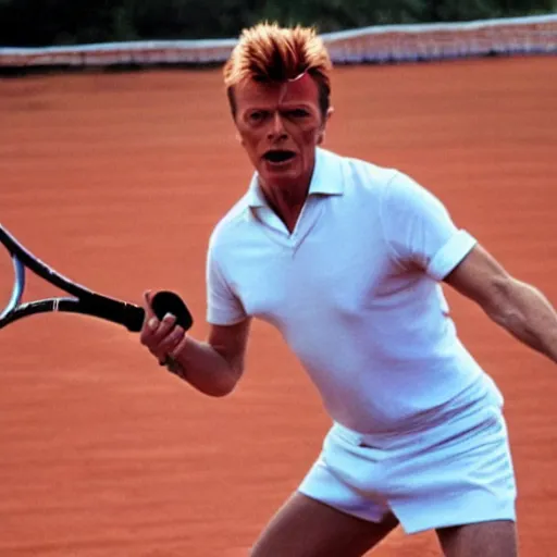 Prompt: David Bowie playing tennis