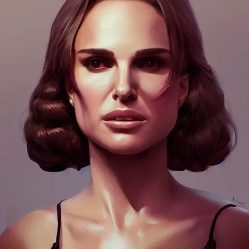 Image similar to A Portrait of Natalie Portman, by Cedric Peyravernay, highly detailed, excellent composition, cinematic concept art, dramatic lighting, trending on ArtStation