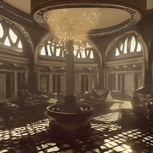 Image similar to futuristic Victorian era interior design artstation, 8k unreal engine