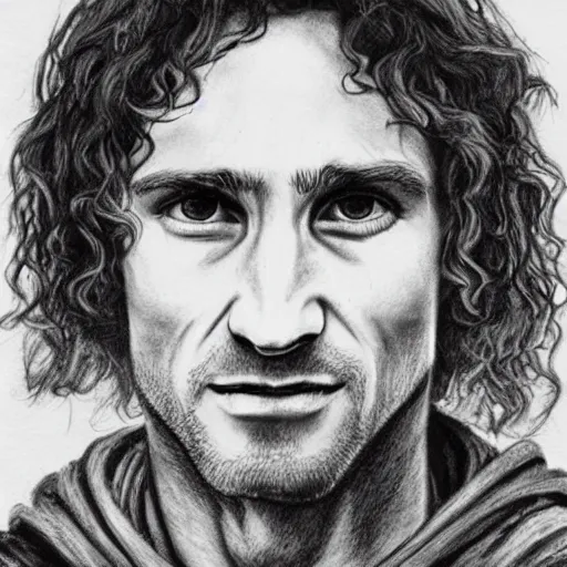 Image similar to adam ondra portrait, lord of the rings gandalf the grey, wizard, drawing