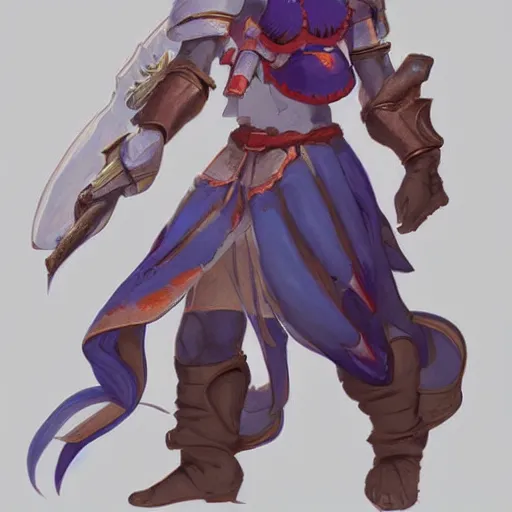 Image similar to character of breath of fire 4 by the artist Max Berthelot. Rendering the full body character . Sharp focus, full of details, by jenny harder and Jason Nguyen , art book, trending on artstation and Pinterest