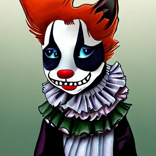 Image similar to a Pennywise cat,digital art