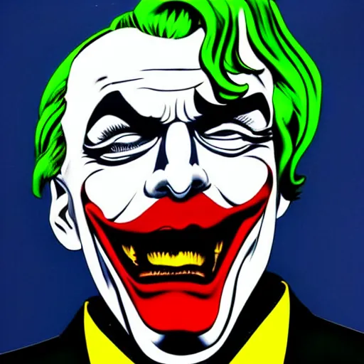 Image similar to Wall mural portrait of the joker, urban art, pop art, artgerm, by Roy Lichtenstein