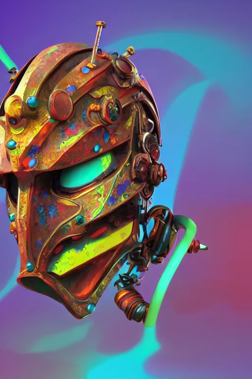 Image similar to colorful vivid steampunk mask minimalist fantasy art robot ninja helmet, global illumination ray tracing hdr fanart arstation by sung choi and eric pfeiffer and gabriel garza and casper konefal