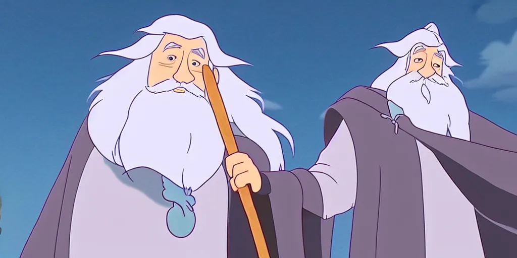 Image similar to a wholesome animation key shot of a gandalf the grey studio ghibli pixar and disney animation sharp render