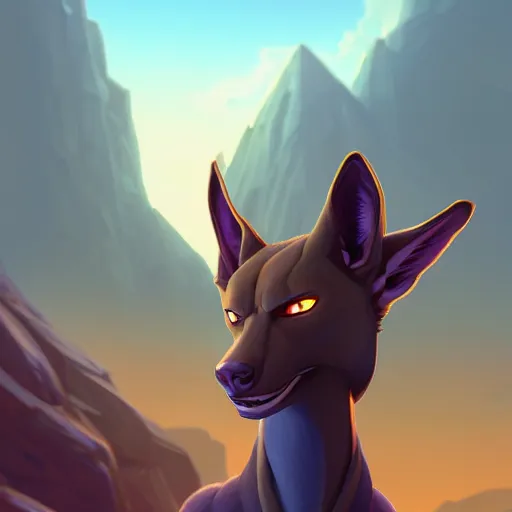 Image similar to portrait of anubis, the egyptian god, coyote face, brown dark hair, mattepainting concept blizzard pixar maya engine on stylized background splash comics global illumination lighting artstation, sharp focus, lois van baarle, ilya kuvshinov, rossdraws