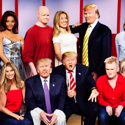 Prompt: Donald trump as part of the whose line is it anyway cast