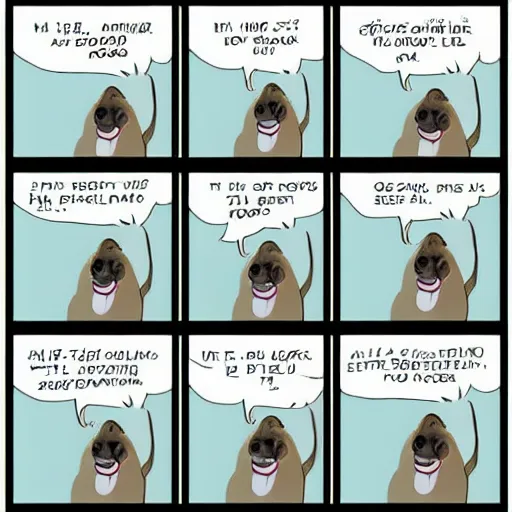 Image similar to a 4 panel comic about a dog, funny, beautiful