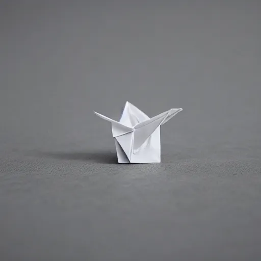 Prompt: an impossible origami animal, macro photography, ambient light