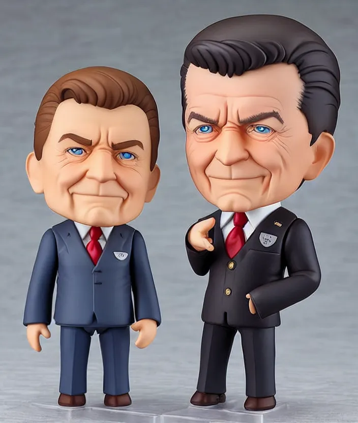 Image similar to ronald reagan nendoroid, well - designed, realistic lighting, detailed face,