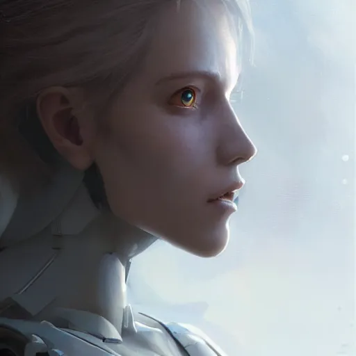 Prompt: humanoid female robot with a visible heart, concept art, highly detailed, great cinematic lighting, 8 k, depth of field, 3 d, art by greg rutkowski, trending on artstation, cinematographic shot