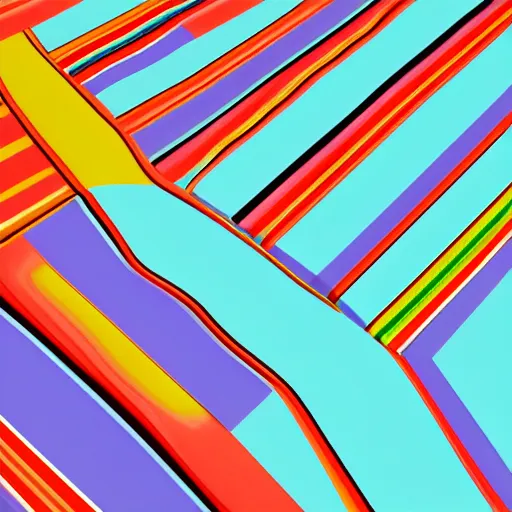 Prompt: The painting is a beautiful abstract composition. It is composed of a series of vertical stripes of different colors, ranging from light to dark. The stripes are separated by thin lines, which create a sense of movement and energy. The overall effect is one of harmony and balance. digital art, reflective by Arthur Elgort 3d render