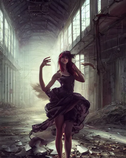 Prompt: daniel gerhartz and artgerm portrait digital rococo painting of a beautiful woman wearing streetwear clothing, abandoned warehouse interior in the background, unreal engine, hyper realism, realistic shading, cinematic composition, blender render, octane render, hdr, detailed textures, photorealistic, ultrawide shot, 3 5 mm film