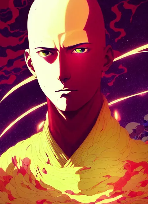 Prompt: portrait of saitama, epic, anime, artstation winner by victo ngai, kilian eng and by jake parker, by conrad roset, swirly vibrant color lines, winning award masterpiece, fantastically gaudy, aesthetic octane render, 8 k hd resolution