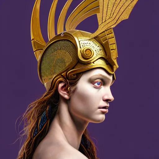 Image similar to hyperrealistic mixed media painting of beautiful goddess Athena, stunning 3d render inspired art by P. Craig Russell and Barry Windsor-Smith, perfect facial symmetry, dim volumetric lighting, full full full full face face face face face 8k octane beautifully detailed render, headpiece headpiece headpiece, post-processing, portrait, extremely hyper-detailed, intricate, epic composition, brown brown brown eyes eyes eyes eyes, realistic realistic realistic eyes, cinematic lighting, masterpiece, trending on artstation, detailed detailed detailed, masterpiece, stunning