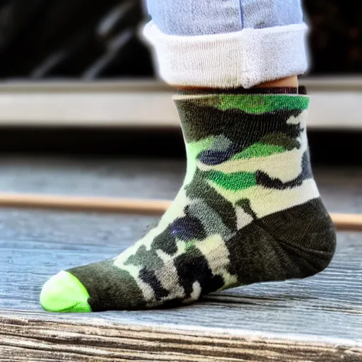 Image similar to My boss is wearing fluffy camo socks