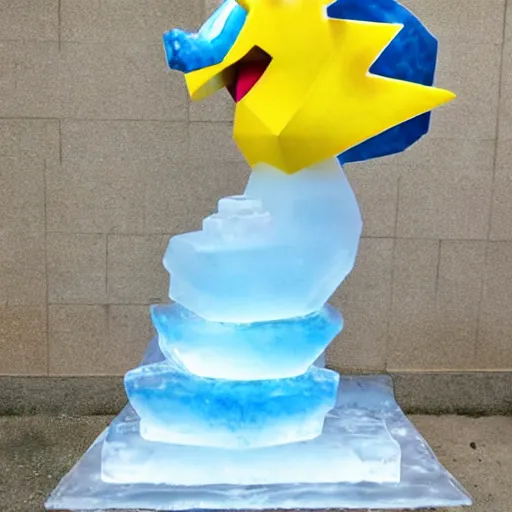 Image similar to ice sculpture of the pokemon zapdos