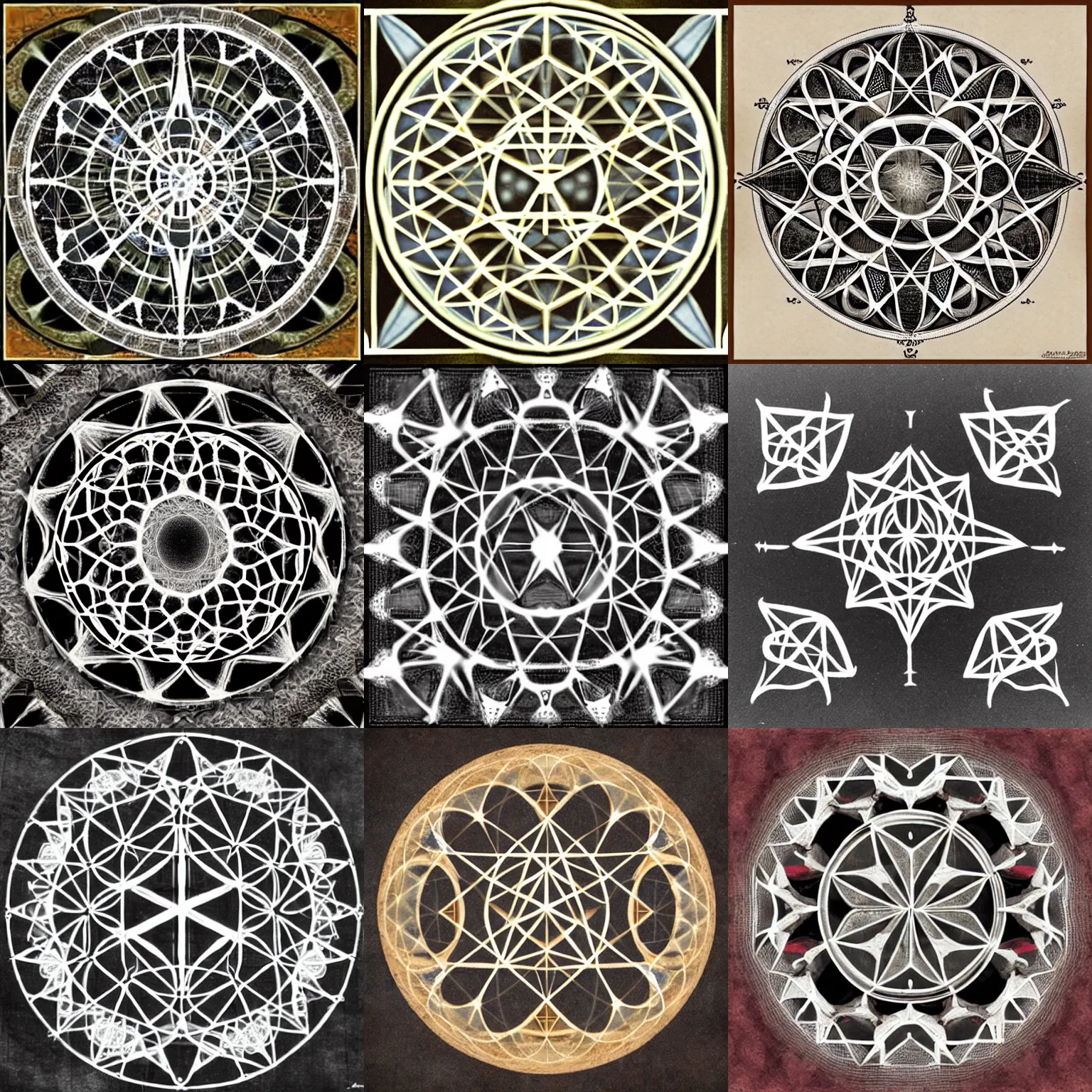 Prompt: sacred geometry made of bones