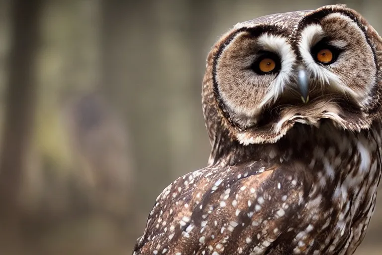 Image similar to wildlife photography of an Owl bear hybrid bear owl by Emmanuel Lubezki