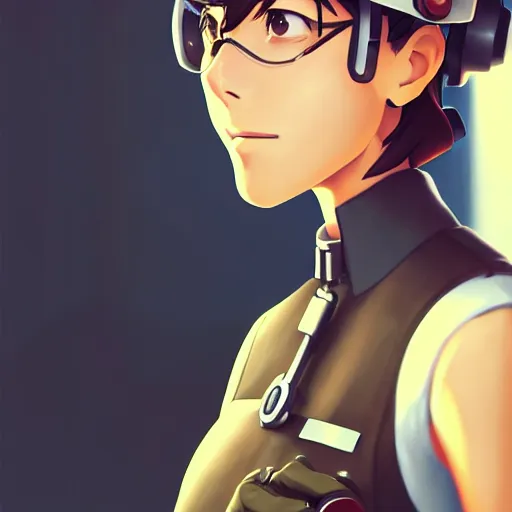 Image similar to beautiful makoto shinkai anime style digital painting portrait of engineer woman from team fortress 2 by valve, 4 k, 8 k, hd, high resolution, highly detailed, intricate detail, ultra realistic faces, digital art, trending on artstation, team fortress 2, your name, weathering with you