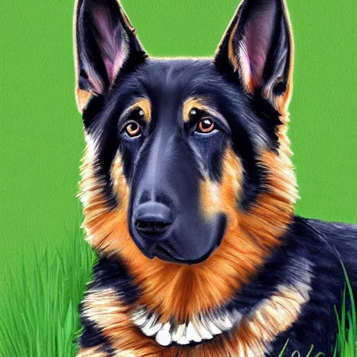 Prompt: German Shepherd wearing a tuxedo, Digital Art