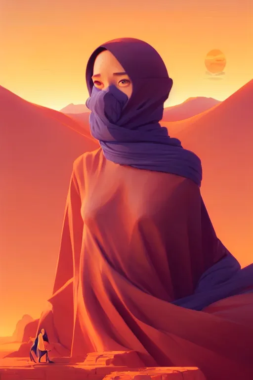 Prompt: single hermit in the desert, smooth face, centered median photoshop filter cutout vector behance hd by artgerm, jesper ejsing, by rhads, makoto shinkai and lois van baarle, ilya kuvshinov, rossdraws, illustration, art by ilya kuvshinov and gustav klimt