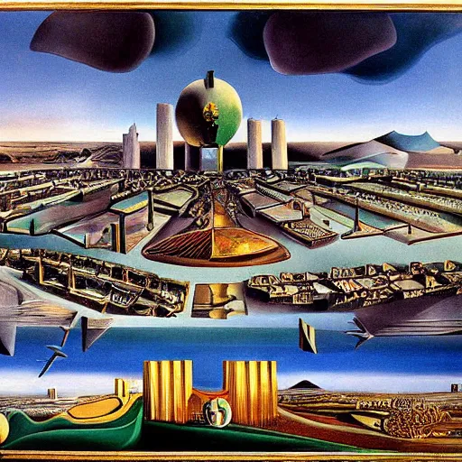 Prompt: utopian city by salvador dali.