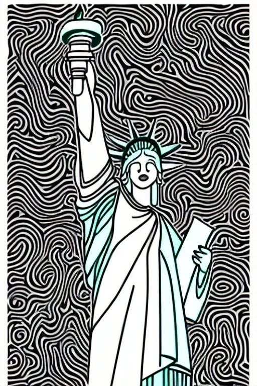 Image similar to minimalist boho style art of colorful statue of liberty, illustration, vector art