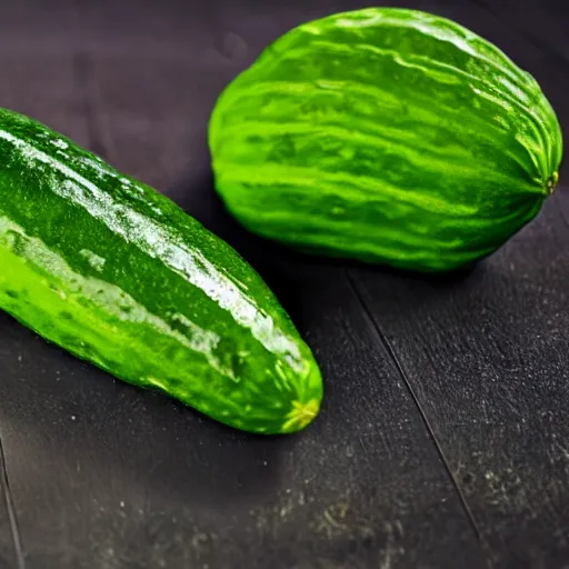 Prompt: cucumber pickle with a face on it, realistic, pickle rick, 4k, 8k, close-up shot