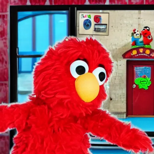 CCTV footage of Elmo from Sesame Street with a Glock | Stable Diffusion ...