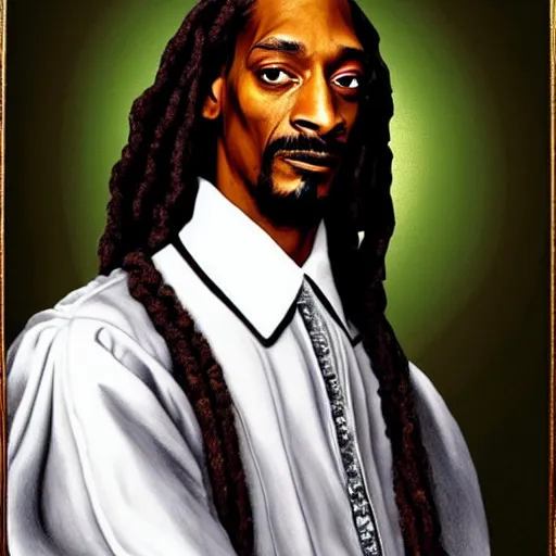 Image similar to a photorealistic portrait of snoop dog as william shakespeare, highly detailed