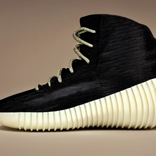 Image similar to Unreleased Yeezy shoe design, product photography, sneaker photo, studio lighting, professional photoshoot