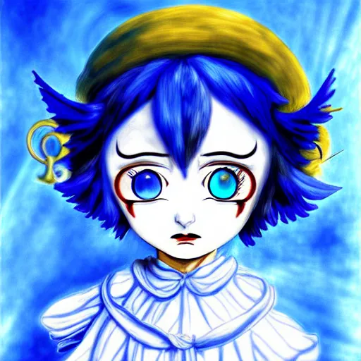 Image similar to cirno from touhou project in the style of salvador dali, painting, detailed, fine art, cute