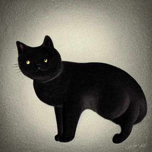 Image similar to black cloudy shadow in a cat shape, cuddly fur, blurry, digital painting, artwork by Sandro Botticelli