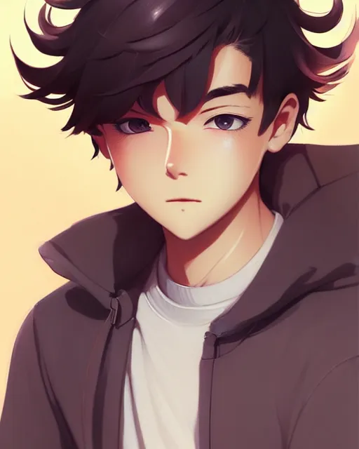 Image similar to teen boy with short hair, dark blonde, bangs, unibrow bushy eyebrows, mischievous grin, portrait shinkai makoto studio ghibli studio key hideaki anno sakimichan stanley artgerm lau rossdraws james jean marc simonetti elegant highly detailed digital painting artstation pixiv