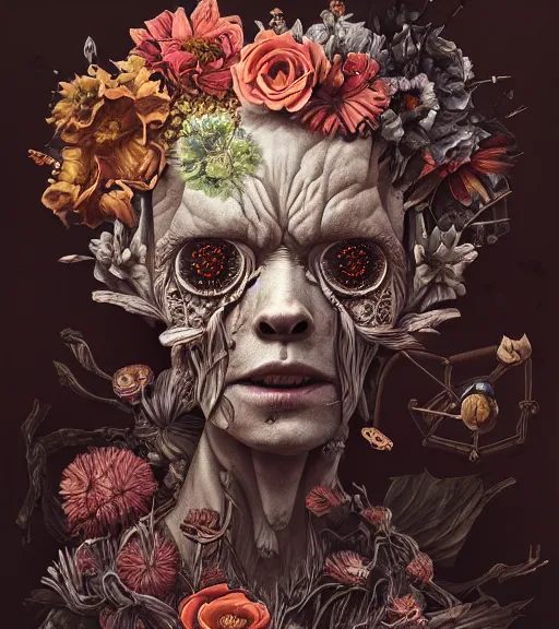 Image similar to portrait, nightmare anomalies, flowers by dariusz zawadzki, kenneth blom, mental alchemy, james jean, pablo amaringo, naudline pierre, contemporary art, hyper detailed