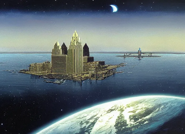 Prompt: the philadelphia experiment, matte painting, peter elson