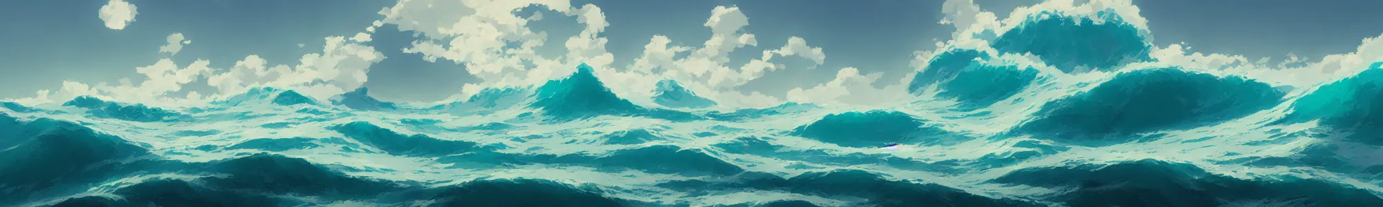 Image similar to reflective waves, teal, turqoise, by studio ghibli and greg rutkowski