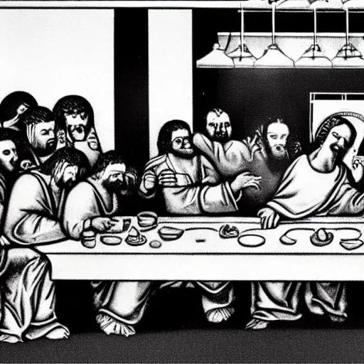 Image similar to the last supper at mcdonalds