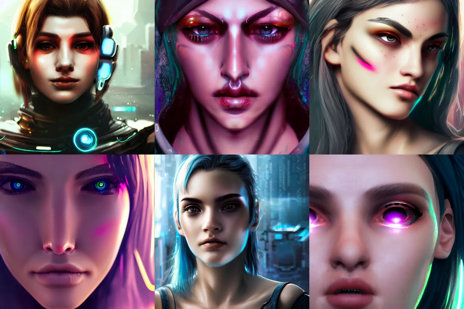 Prompt: Beautiful Cyberpunk girl face, closeup shot, 4k, artstation, artstationHD, trending, masterpiece, digital art